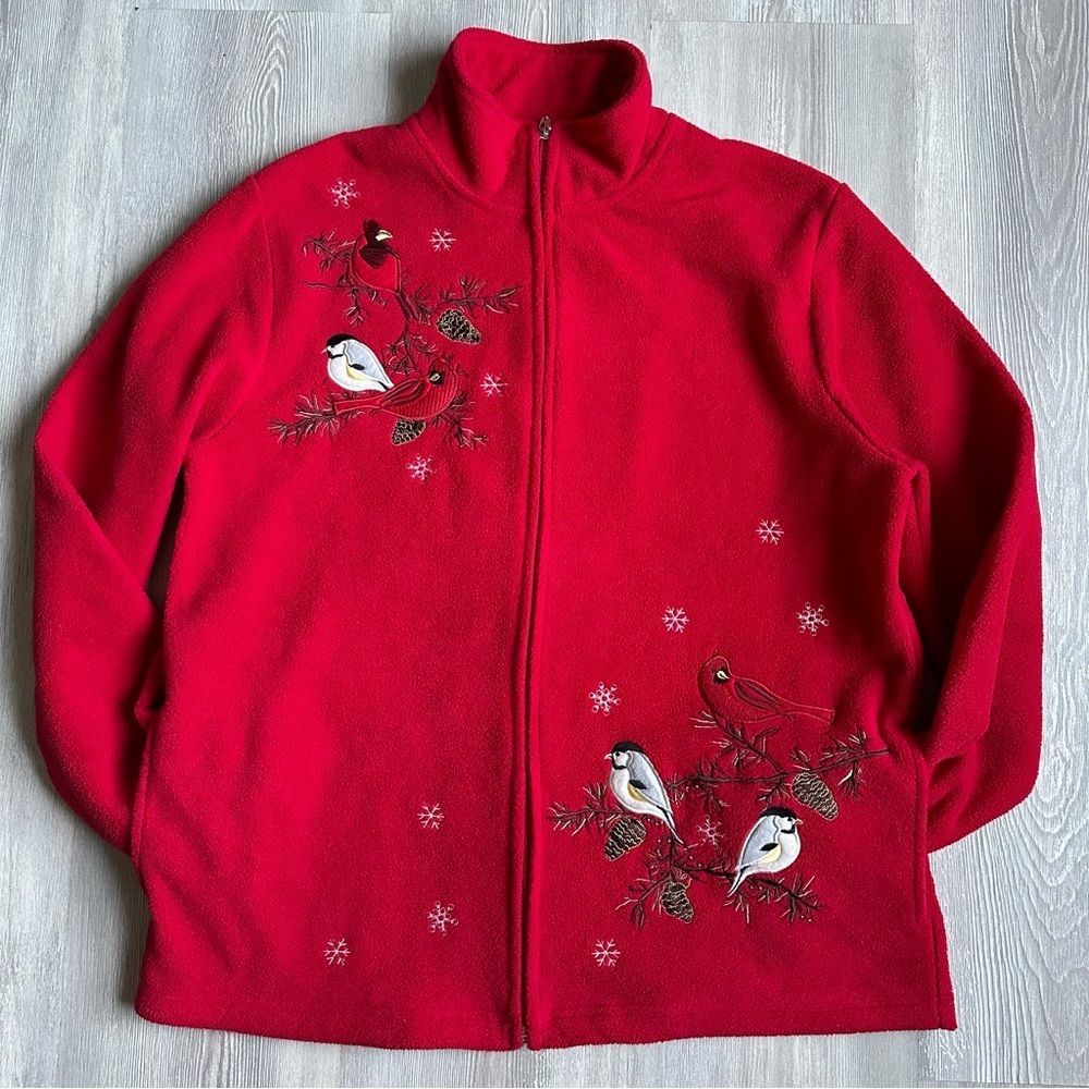 Vintage Chickadee/Cardinal Fleece Jacket sz.M